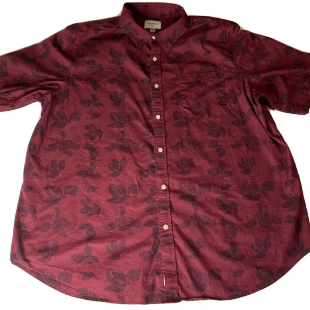 Goodfellow & CO Men's Short Sleeve Button Up 2XB Red Floral Northrop Shirt